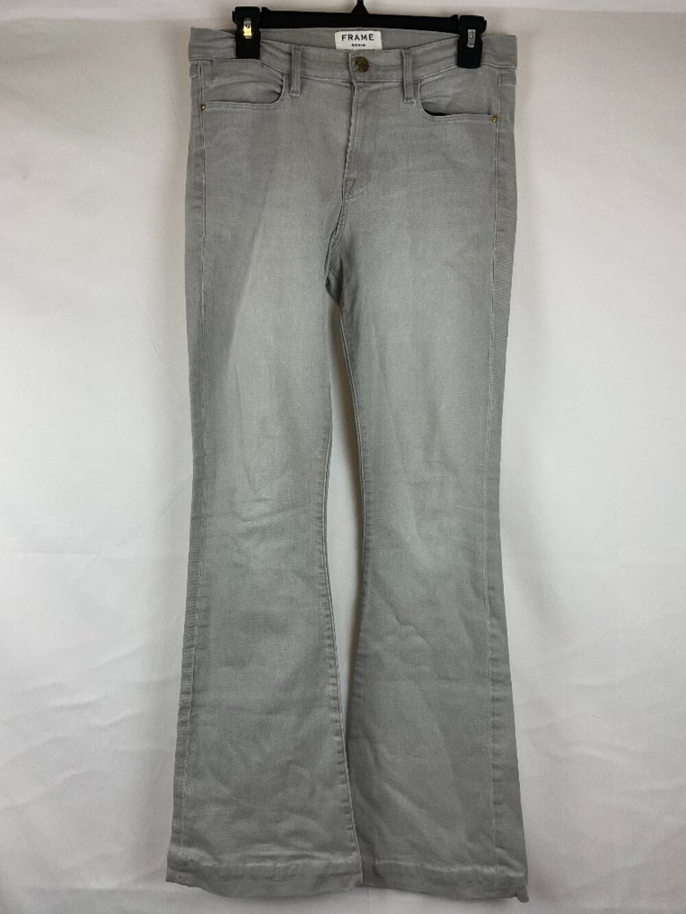Frame Pants 29 Le High Flare Denim Style Light Gray